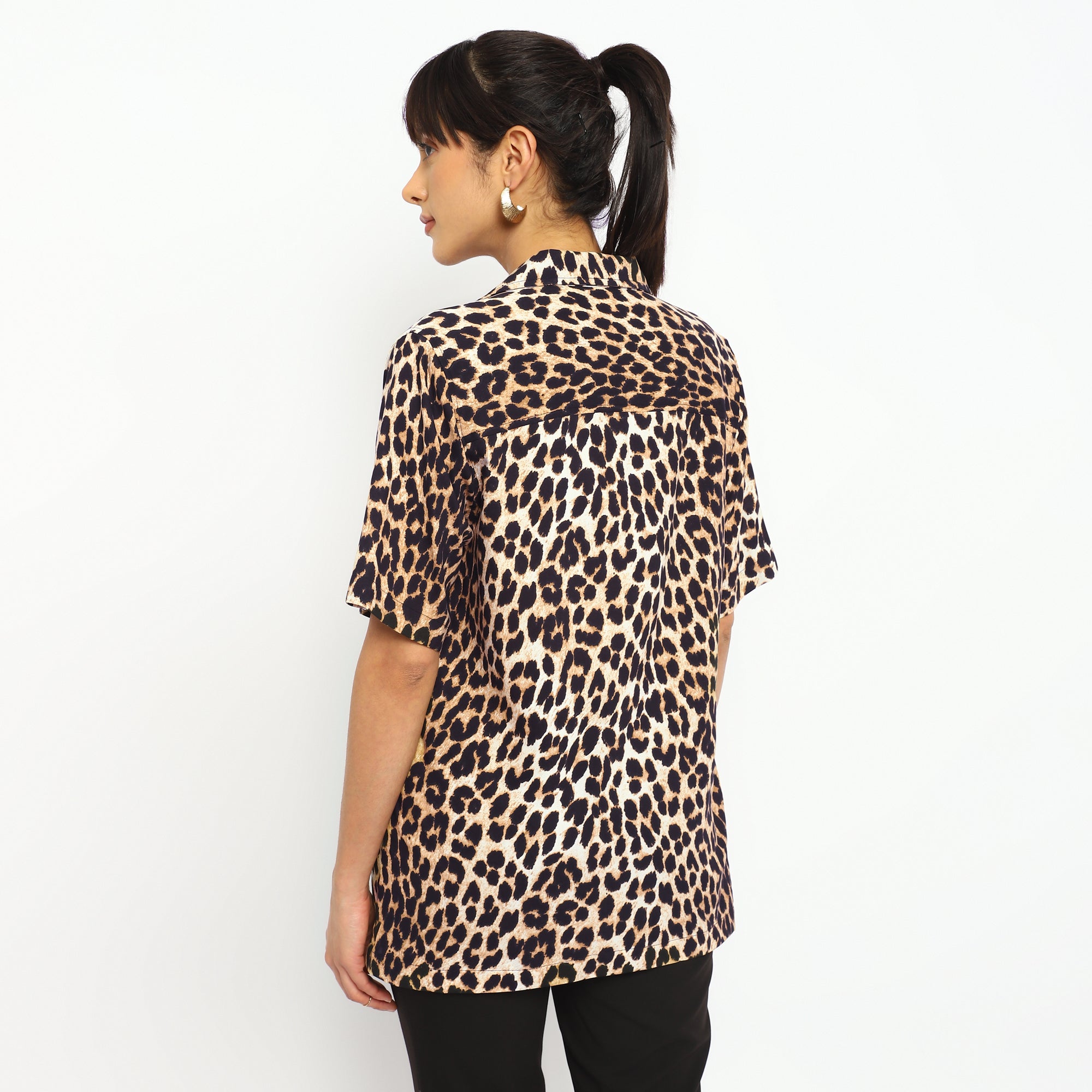 Wild Spirit Leopard Print Button-Down Shirt